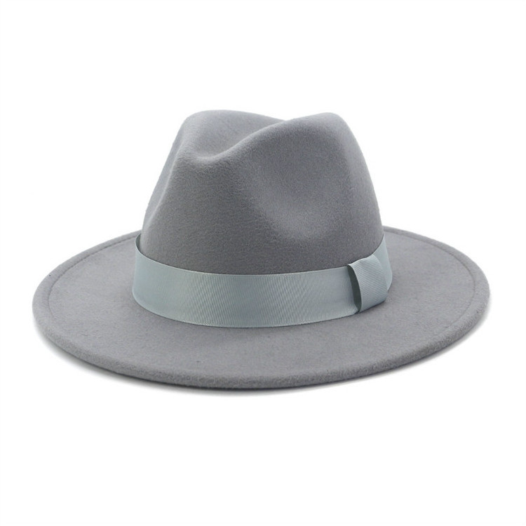 Custom 18 Color In Stock Fedora Hats Unisex 100% Wool Felt Wide Brim Fedora Hat Wholesale