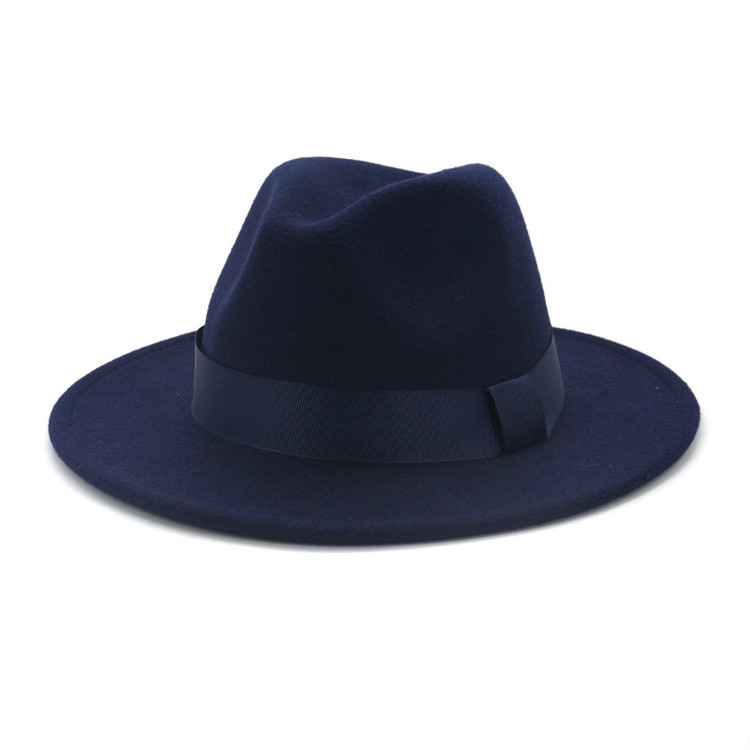 Custom 18 Color In Stock Fedora Hats Unisex 100% Wool Felt Wide Brim Fedora Hat Wholesale