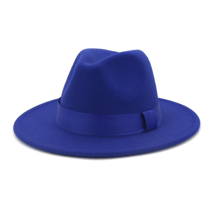 Custom 18 Color In Stock Fedora Hats Unisex 100% Wool Felt Wide Brim Fedora Hat Wholesale