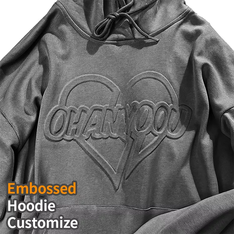 OEM Custom logo embossing hood hoodie sweatershirts custom plus size men's hoodies & sweatshirts performance embossed hoodies