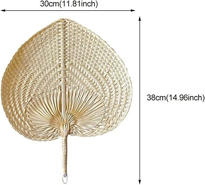 Bamboo Craft Weave Hand Fan Heart/ Handwoven Personalized Palm Hand Fans Rattan Fan