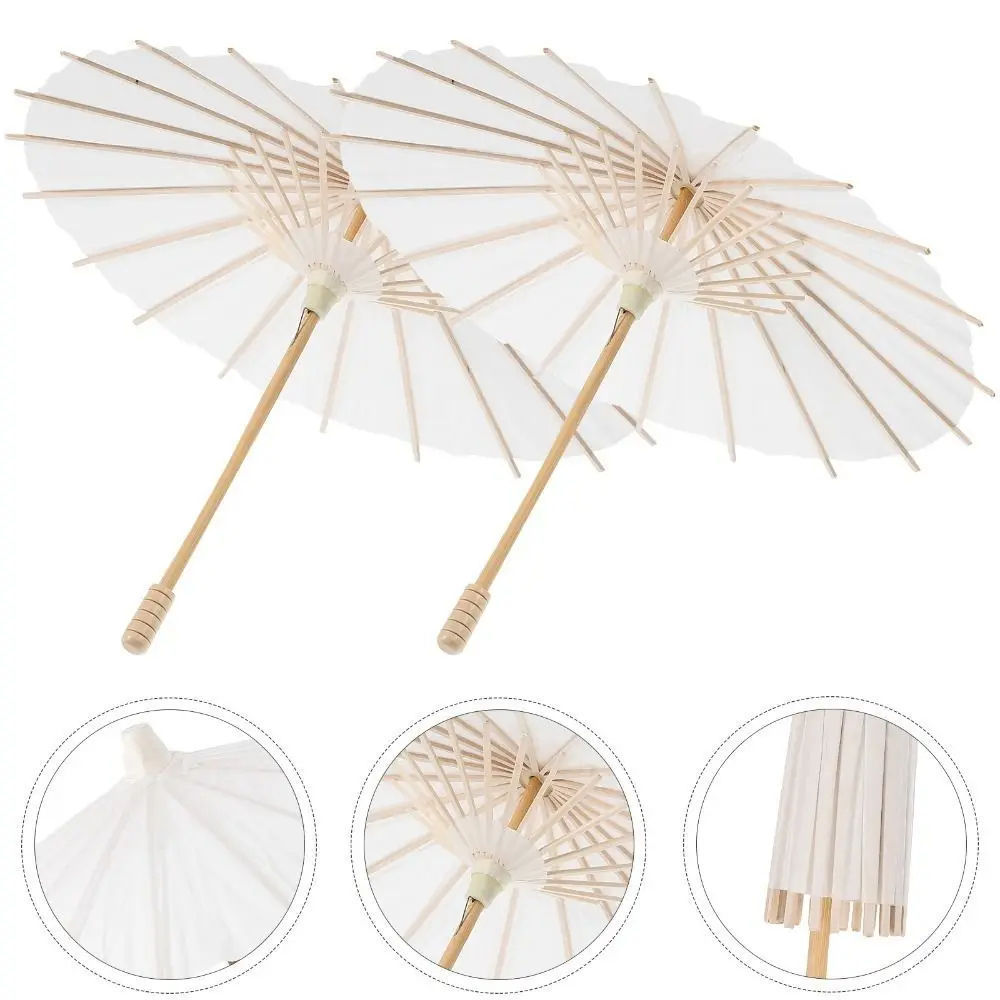 Wedding Chinese Bamboo Parasol Craft Oil Handmade Dance Props Sun Hand White Oil Paper Umbrella for Decor