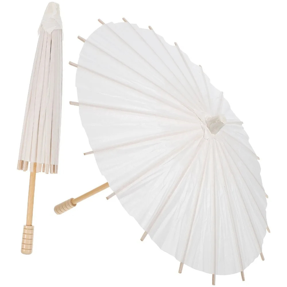 Wedding Chinese Bamboo Parasol Craft Oil Handmade Dance Props Sun Hand White Oil Paper Umbrella for Decor