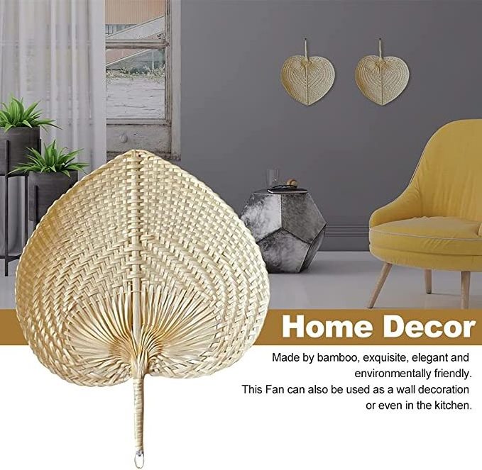 Bamboo Craft Weave Hand Fan Heart/ Handwoven Personalized Palm Hand Fans Rattan Fan