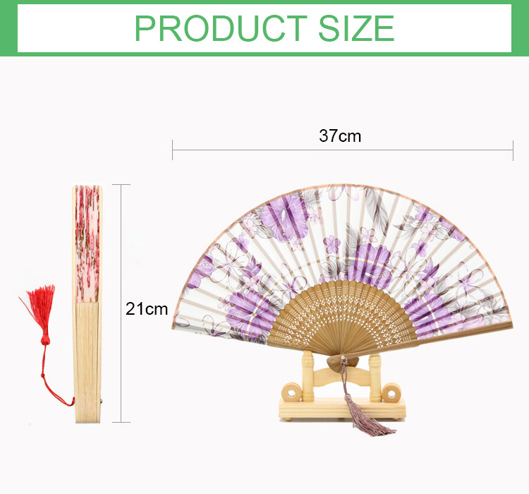 Wholesale bamboo hand held folding paper fans branded hand fan