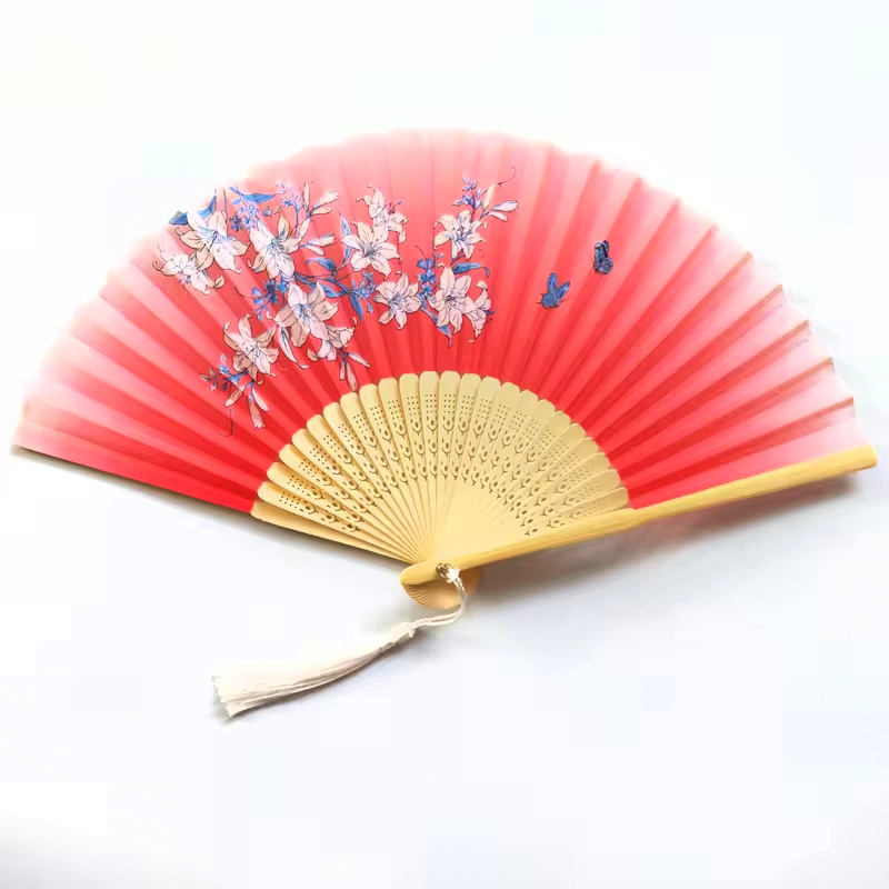 Wholesale bamboo hand held folding paper fans branded hand fan