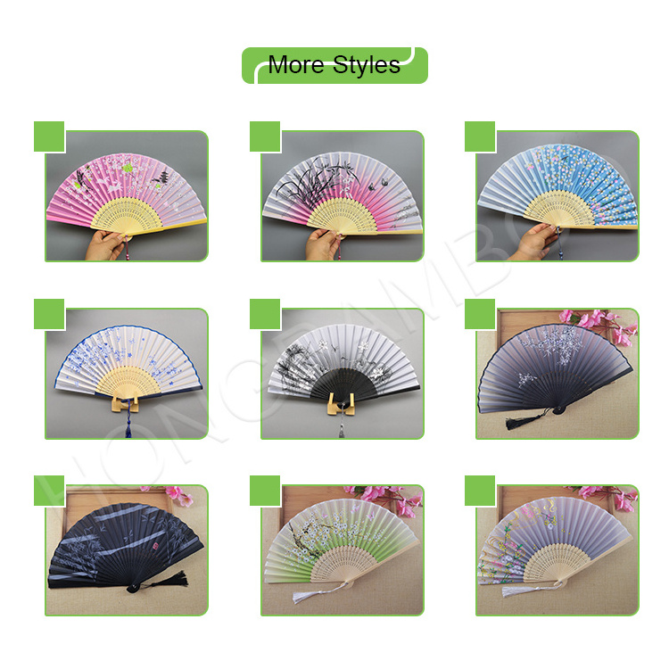 Wholesale bamboo hand held folding paper fans branded hand fan