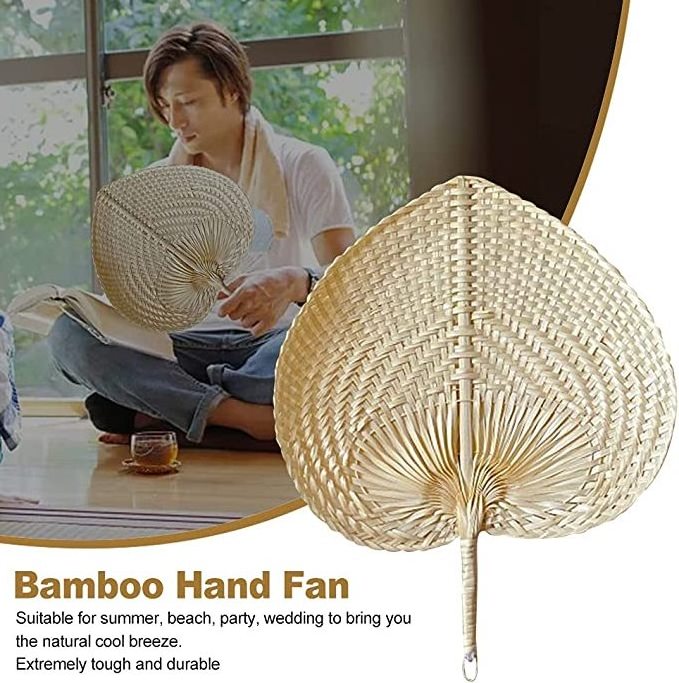 Bamboo Craft Weave Hand Fan Heart/ Handwoven Personalized Palm Hand Fans Rattan Fan