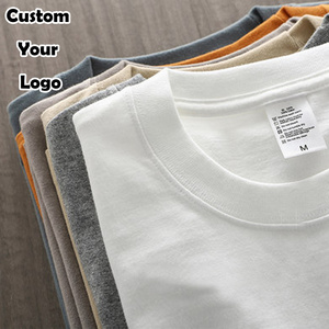 Wholesale Classic Round Neck Polyester t shirt White Plain plus size casual TShirts heavyweight Cotton custom T-shirt For Men