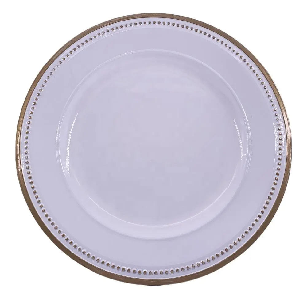 Hot Selling Customized Plastic Gold Rim Charger Plates Ceramics Decal Dinner Plates Charger Plates Party Wedding