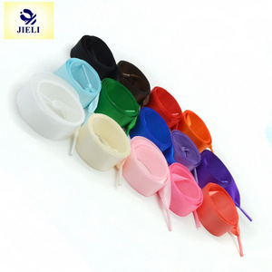 Jieli hot sale colorful flat silk stain ribbon shoelaces wholesale