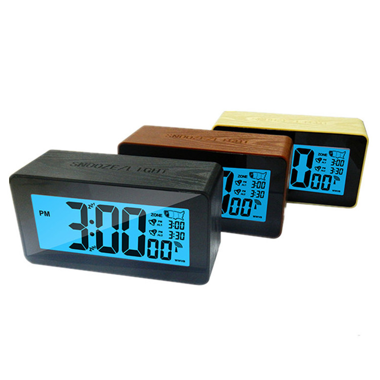 Wooden Digital LCD Eldly Alarm Clock with Date