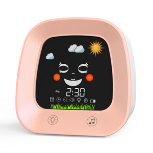 2023 new digital for kids alarm clock TV desk clock night light wake up sleep trainer table LCD smart kids clock music