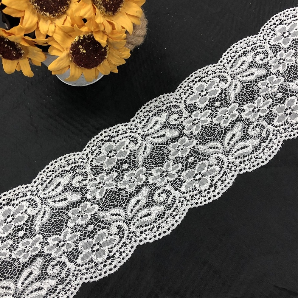 2019 White bridal vintage elastic tulle lace trim fabric for lingerie