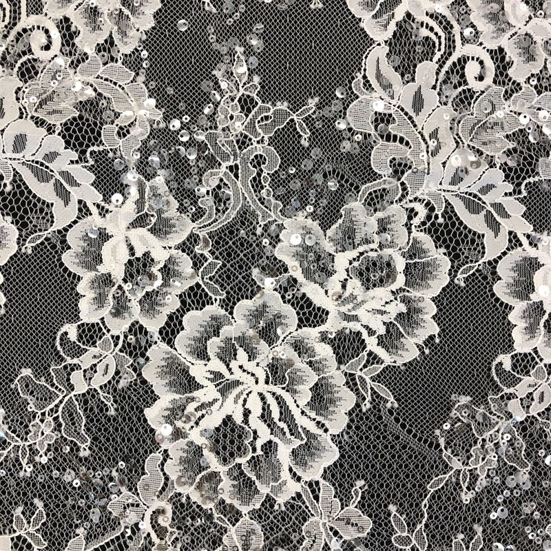 2019 New African Bridal Sequin Lace Swiss Chantilly Eyelash Voile Lace Fabric for Wedding