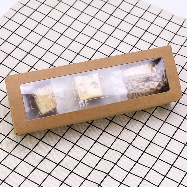 Kraft Paper DIY Gift Box with Clear PVC Window Cookie Cake Packaging Box High Quality Cardboard Luxury Wedding Candy Box