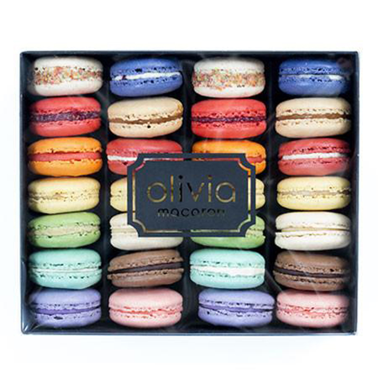 Black Luxury Sliding Out Open Cardboard Paper Packaging Gift Macaron Drawer Box with window