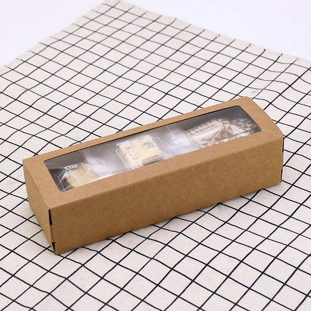 Kraft Paper DIY Gift Box with Clear PVC Window Cookie Cake Packaging Box High Quality Cardboard Luxury Wedding Candy Box