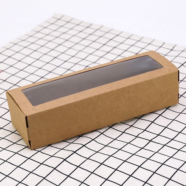 Kraft Paper DIY Gift Box with Clear PVC Window Cookie Cake Packaging Box High Quality Cardboard Luxury Wedding Candy Box