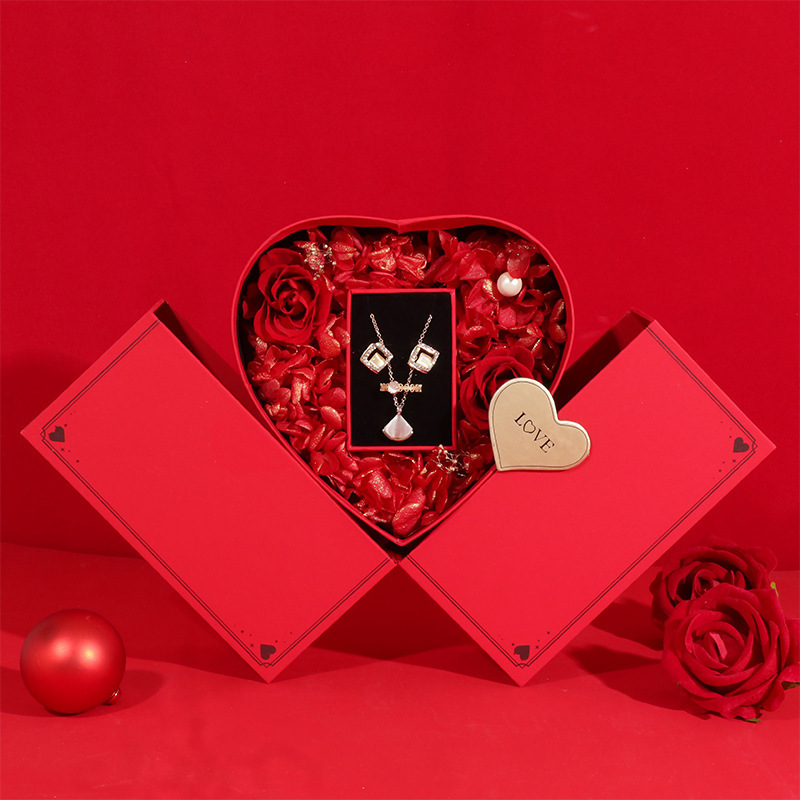 Valentine's Day red Eternal Life flower lipstick gift box heart-shaped gift hexagonal love rose high-end perfume watch