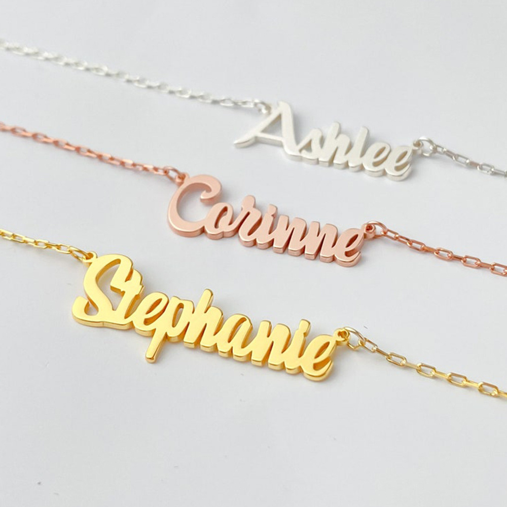 Custom Multiple Names Necklace for Women Personalized Family Name Stainless Steel Nameplate Necklaces gold plated jewelry