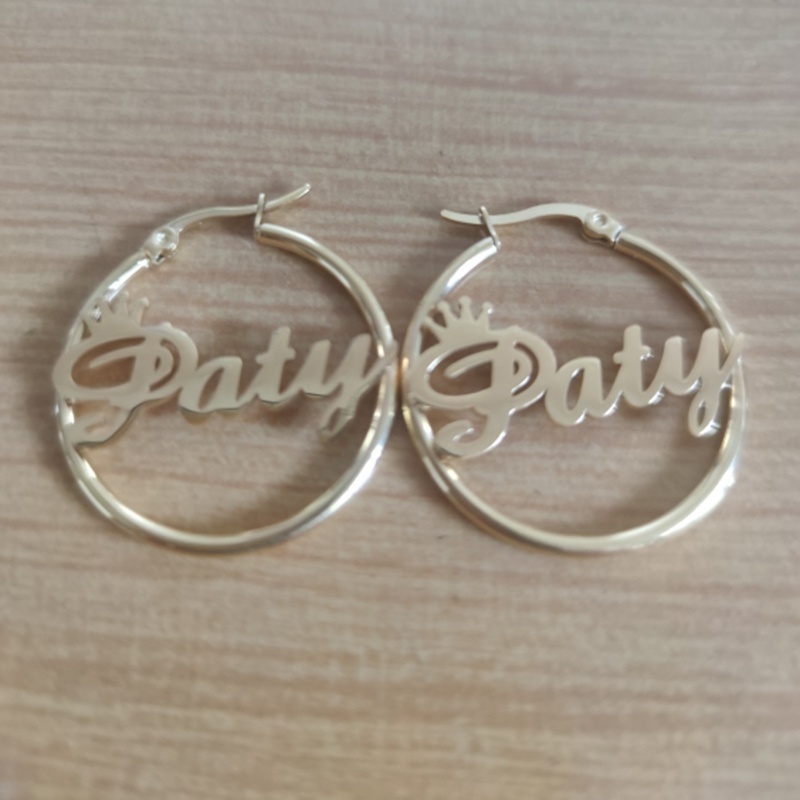 Chunky Jewelry Stainless Steel Custom Name Hoop Earring Personalized Nameplate Earrings Gold Women Hoops