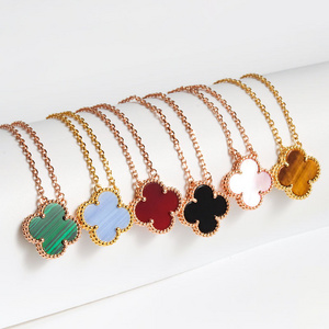 Wholesale colorful Good luck necklace for women Colorful Necklace  18k Gold Plate jewelry Natural stone light luxury necklace