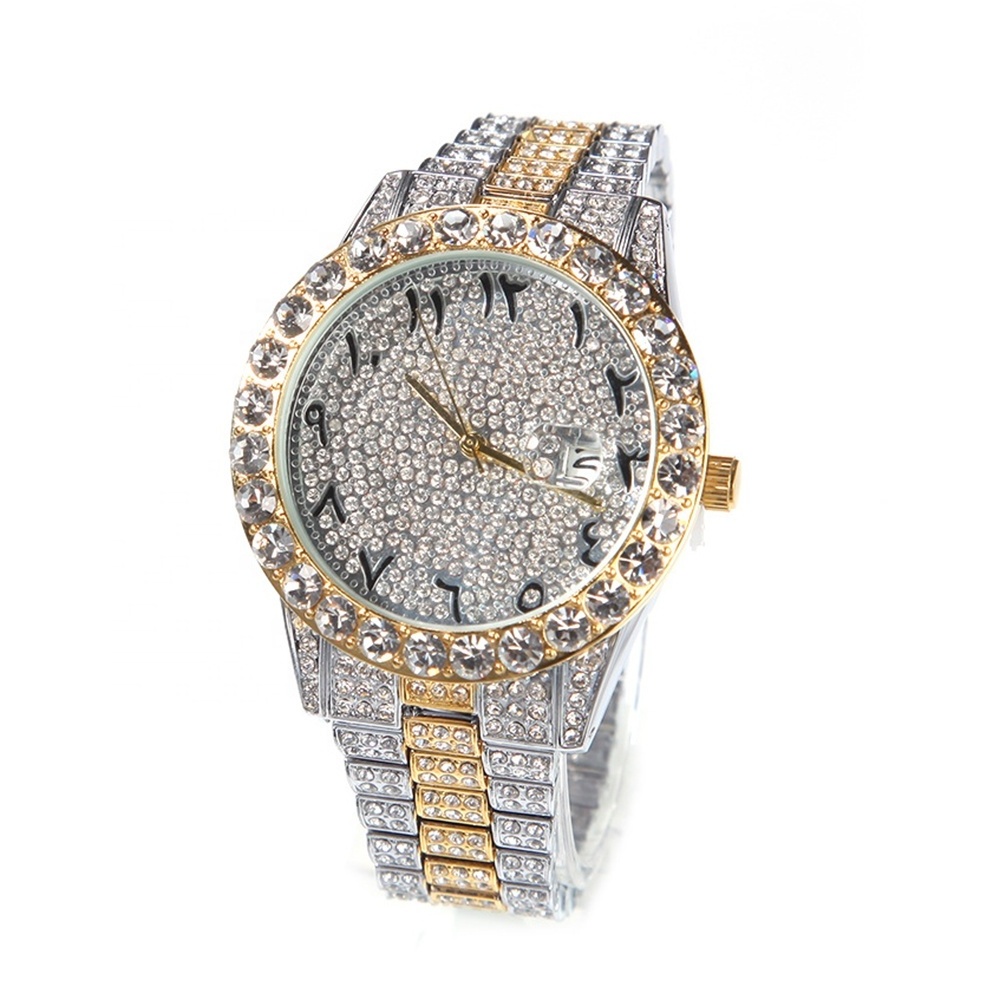 Hip Hop Iced Out Diamond Watch Men Women Arabic Number Full Zircon Stones Luxury Watches Quartz Waterproof