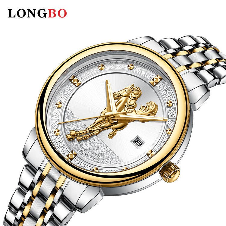 Men's Casual Watch Business Quartz Watch Full Gold Horse Pattern Dial Men's Watch