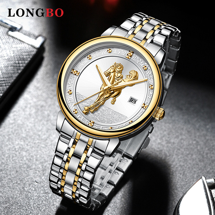 Men's Casual Watch Business Quartz Watch Full Gold Horse Pattern Dial Men's Watch