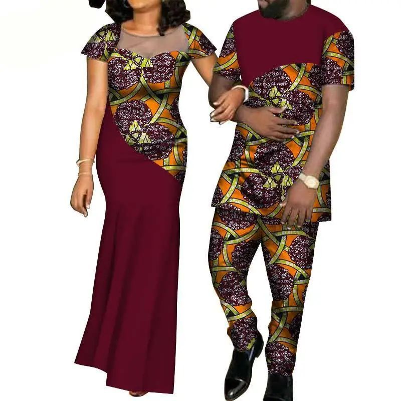 African Clothes for Women 2021 Fashion Style African Couples Suit  Women Dress+men Suit African Clothing American Clothing