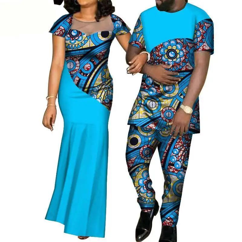 African Clothes for Women 2021 Fashion Style African Couples Suit  Women Dress+men Suit African Clothing American Clothing