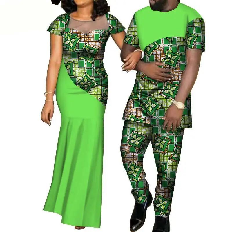 African Clothes for Women 2021 Fashion Style African Couples Suit  Women Dress+men Suit African Clothing American Clothing