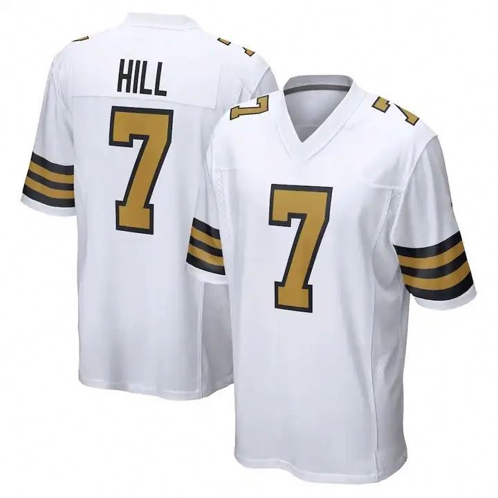 Men's New Orleans Saints 41 Alvin Kamara 32 Tyrann Mathieu 7 Taysom Hill 13 Michael Thomas NK Black Player Game Football Jersey