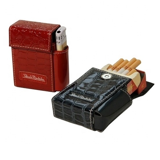 Promotional leather cigarette case men's cigarette and lighter holder LG8048B