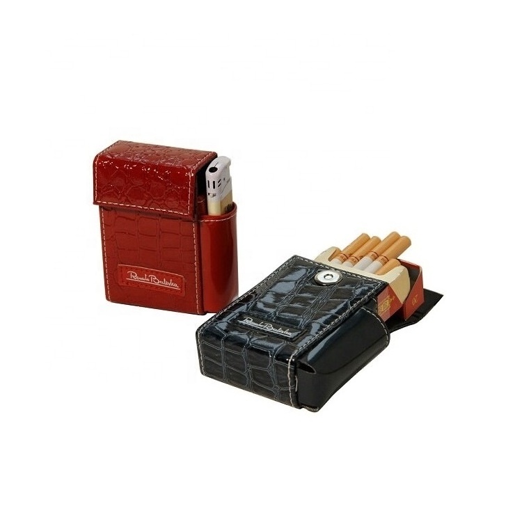 Promotional leather cigarette case men's cigarette and lighter holder LG8048B