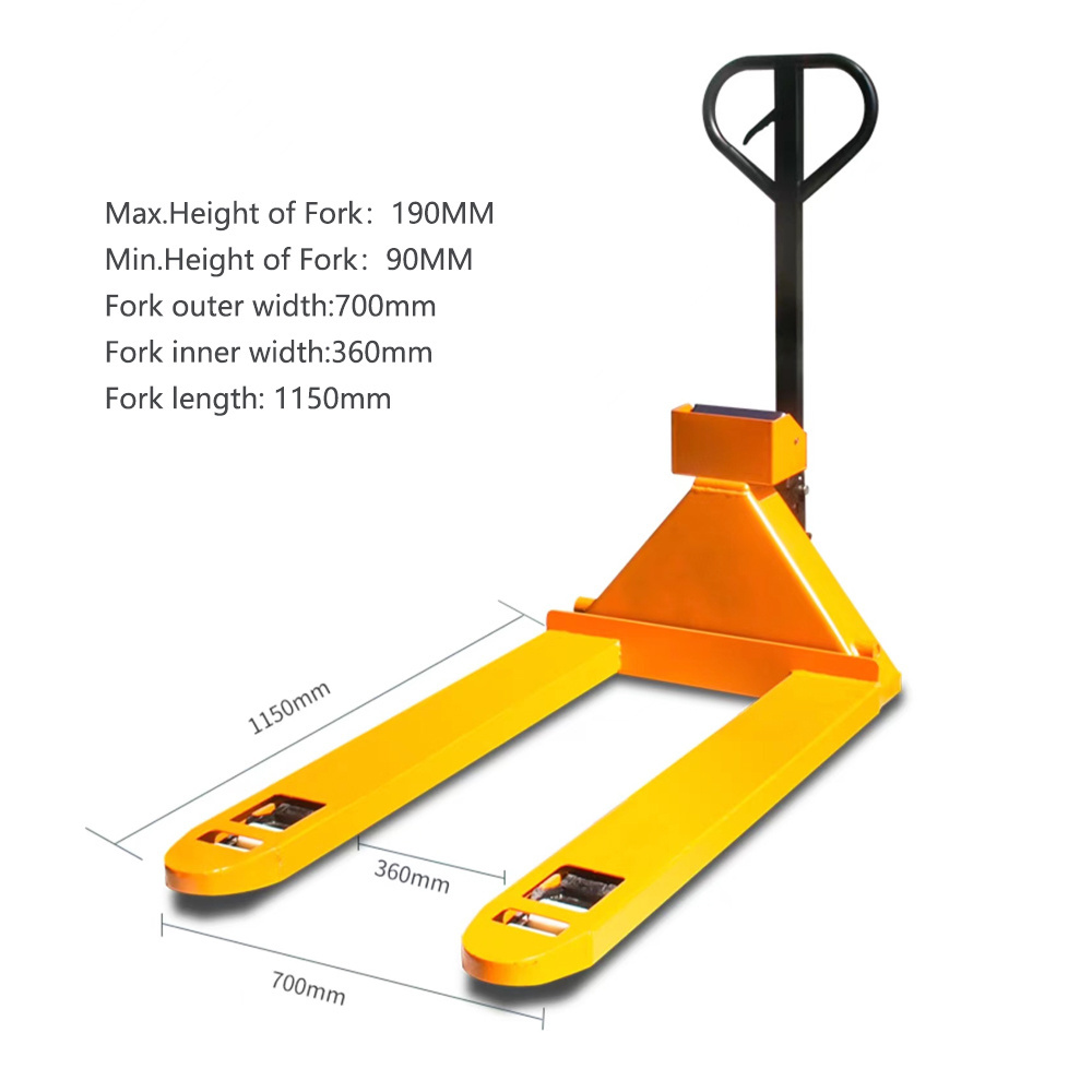 2.5ton 2500kg manual forklift weighing scales hand pallet jack lift truck scale