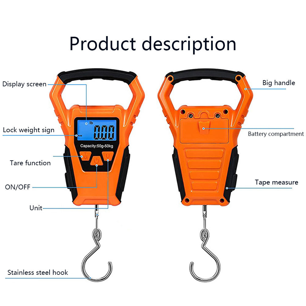 50kg 10g Waterproof Digital Fishing Weighing Scales