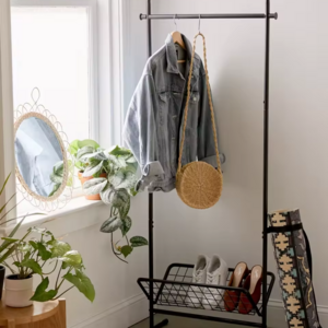 Floor one-piece metal coat rack dormitory shoe rack multifunctional simple shelf Marlow Entryway Storage Rack