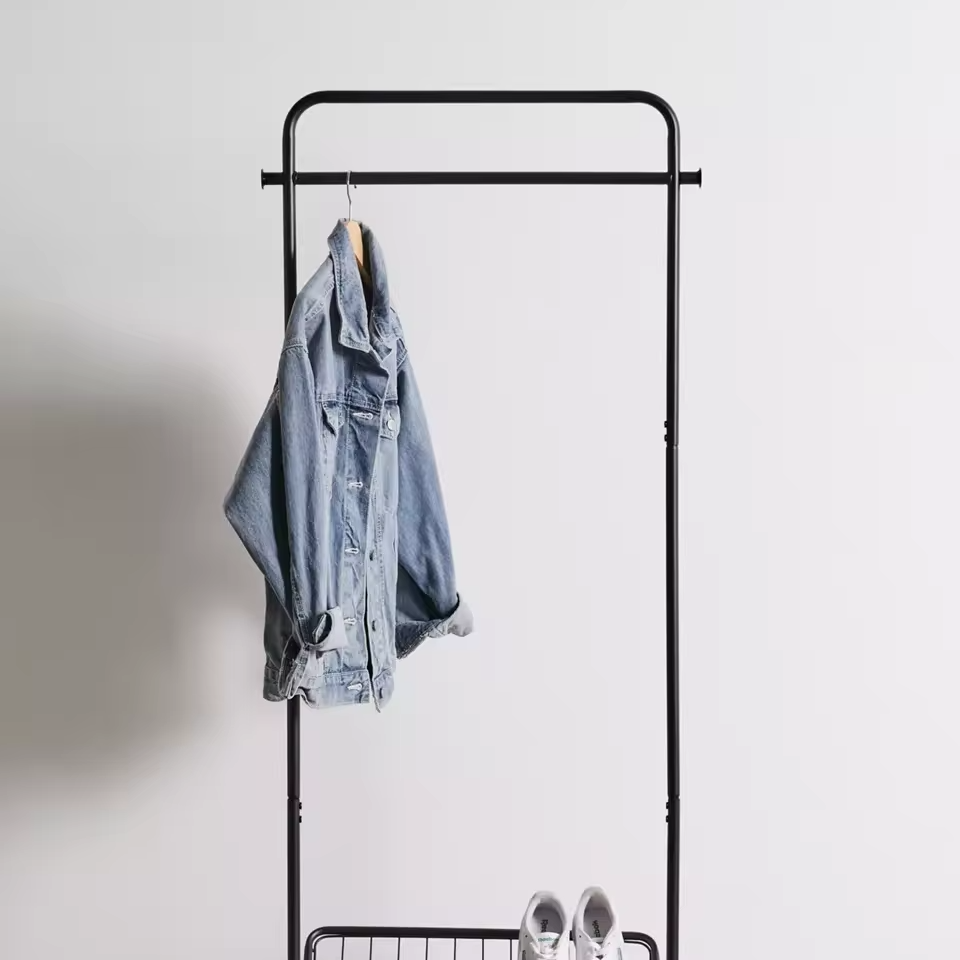 Floor one-piece metal coat rack dormitory shoe rack multifunctional simple shelf Marlow Entryway Storage Rack