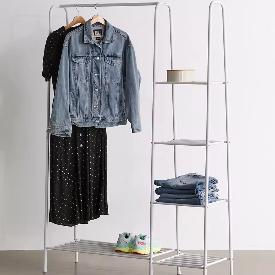 Modern Freestanding metal 4 Tier Shoe display rack stand cabinet Storage shelves Clothing coat shoe rack for bedroom Furniture