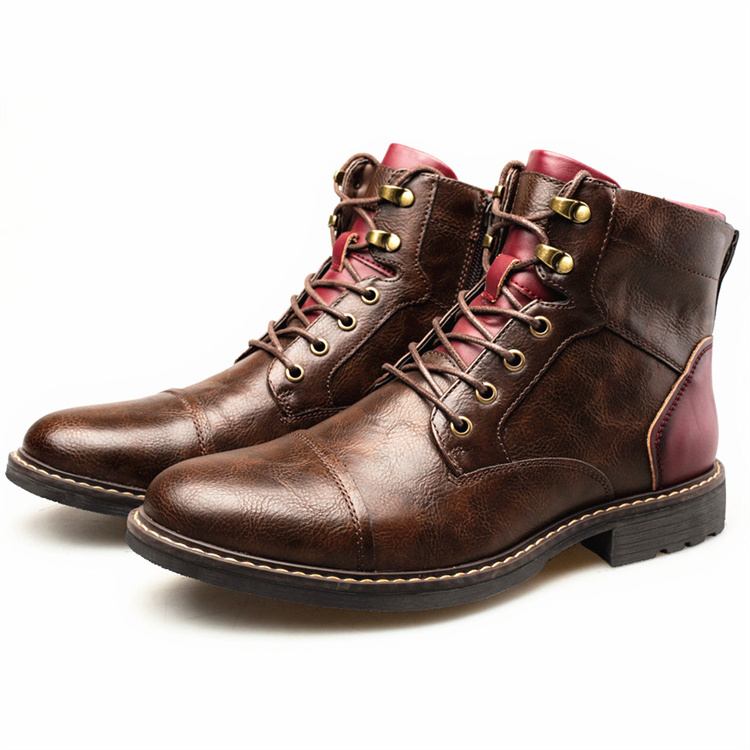 2022 Zip plus size men's leather boots fashion high quality lace up workwear short martin boots for men