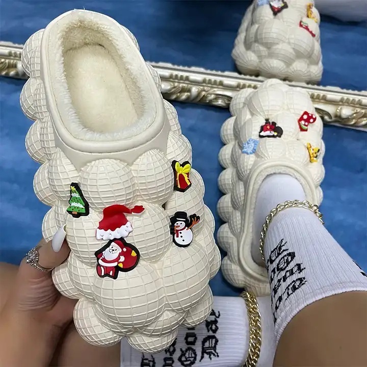 Wholesale Slide Slippers 2023 Plush Indoor House Eva Winter Warm Indoor Cotton Winter Fur Bubble Slippers Foam Bubble Slides