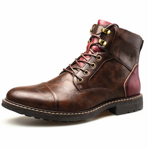 2022 Zip plus size men's leather boots fashion high quality lace up workwear short martin boots for men