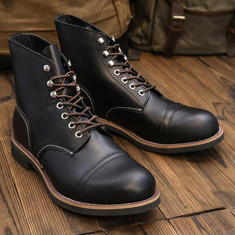 High-Quality Fashion Large Size Shoes Men Boots Genuine  Leather Casual Men's Boots Outdoor