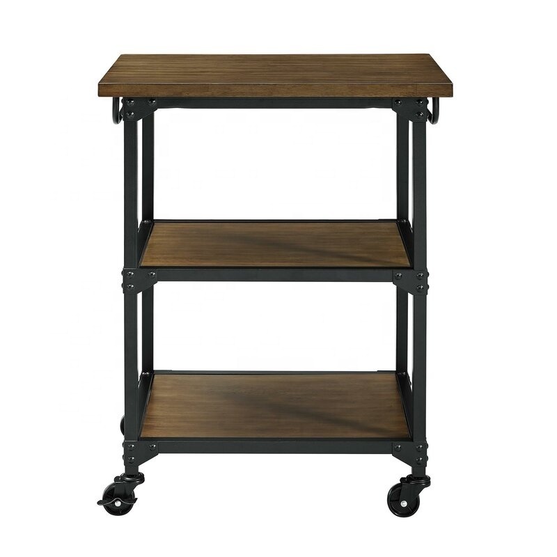 OEM Best Selling Factory Supplier Cheap Price Metal Wood Food Kitchen Serving Trolley Cart for kitchen room