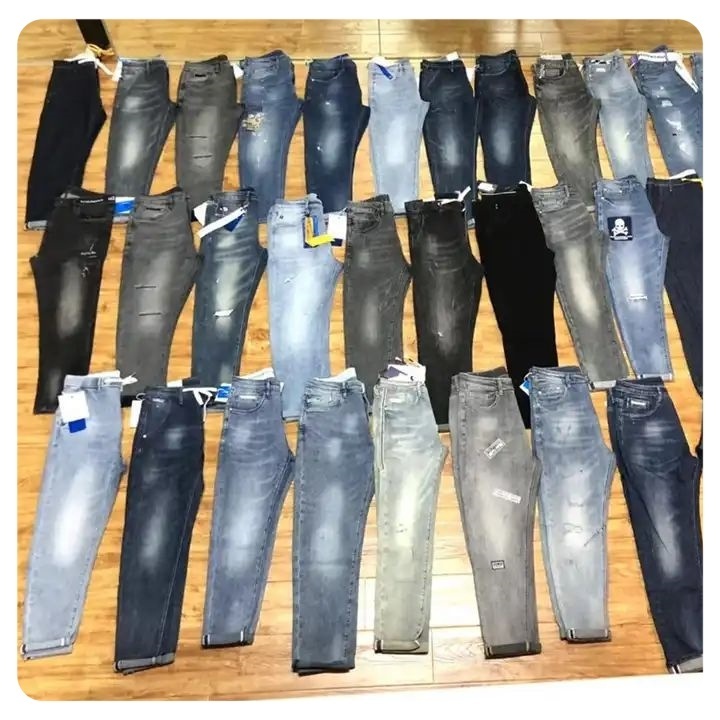 stock cut label newest cheapest good quality mixed denim used men's second-hand Jeans Stock used jeans wholesale