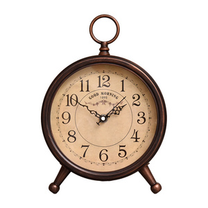 Metal Vintage Table Desk Clock Retro American Office Wall Decoration For Home Antique Quartz Alarm Clocks