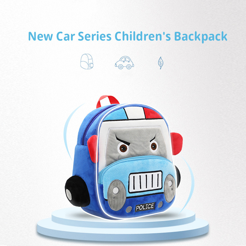 Large Cartoon Cars vehicle Cheap child 3-6 Years Kids 3D Plush Backpacks toddler bag for boys