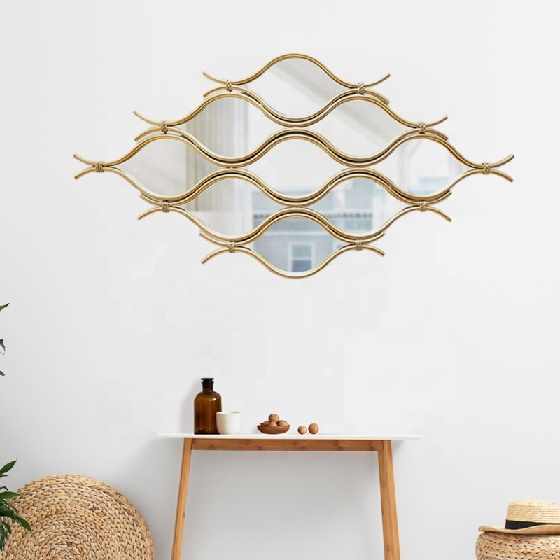 modern creative fish wall mirror design metal golden color for living  room bedroom dining room home decor  wall mirror